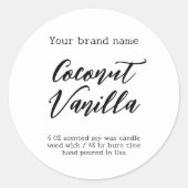 Minimalistisch wit eenvoudig verpakkingskaarsetike ronde sticker (Voorkant)