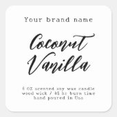 Minimalistisch wit eenvoudig verpakkingskaarsetike vierkante sticker (Voorkant)