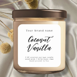 Minimalistisch wit eenvoudig verpakkingskaarsetike vierkante sticker