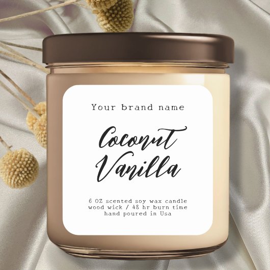 Minimalistisch wit eenvoudig verpakkingskaarsetike vierkante sticker