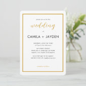 Minimalistisch wit Elegant Gold Foil Border Weddin Kaart (Staand voorkant)