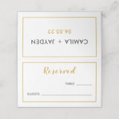 Minimalistisch wit Elegant Gold Foil Border Weddin Plaatskaartje (Buitenkant ongevouwen)