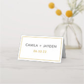 Minimalistisch wit Elegant Gold Foil Border Weddin Plaatskaartje (Achterkant)