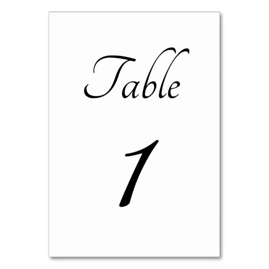 Minimalistisch: Wit en Cursief Tafelnummer (Achterkant)