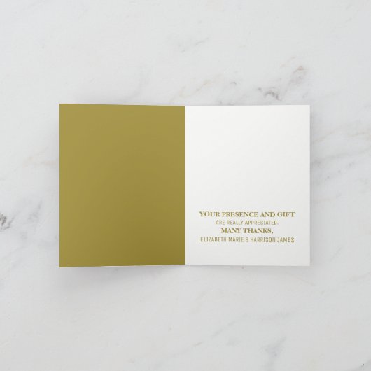 Minimalistisch - wit en goud - bruiloft bedankkaart (Binnen)