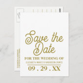 Minimalistisch, wit en goud, bruiloft sparen de Da Briefkaart (Voorkant / Achterkant)