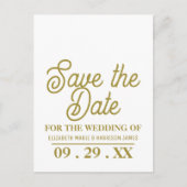 Minimalistisch, wit en goud, bruiloft sparen de Da Briefkaart (Voorkant)