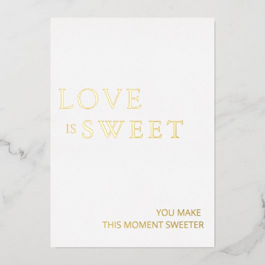 Minimalistisch wit en goud dessert tafelteken folie feestdagenkaart (Voorkant)