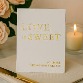 Minimalistisch wit en goud dessert tafelteken folie feestdagenkaart