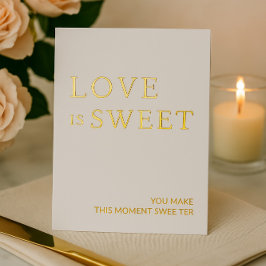 Minimalistisch wit en goud dessert tafelteken folie feestdagenkaart