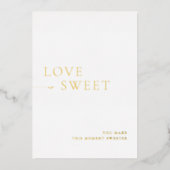 Minimalistisch wit en goud dessert tafelteken folie uitnodiging (Voorkant)