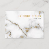 Minimalistisch wit en goud luxe marmer visitekaartje (Voorkant)