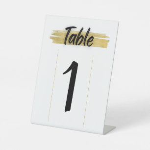 Minimalistisch Wit en Goud Trouwtafel Nummer Reclamebord Met Voetstuk