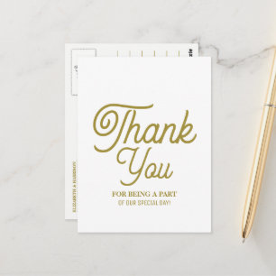 Minimalistisch - Wit en goud - Weddenschap Harteli Briefkaart