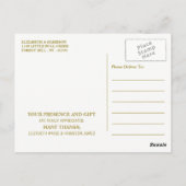 Minimalistisch - Wit en goud - Weddenschap Harteli Briefkaart (Achterkant)