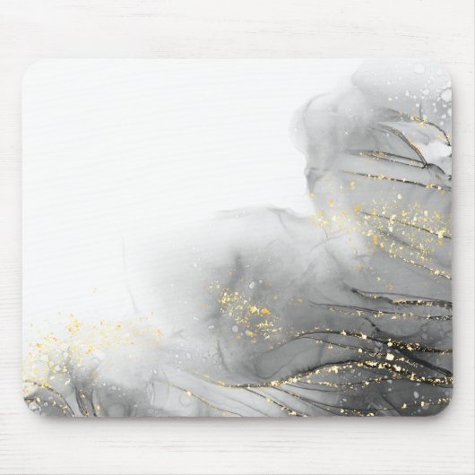 Minimalistisch wit en gouden marmer muismat (Voorkant)