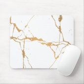Minimalistisch wit en gouden marmer muismat (Met muis)