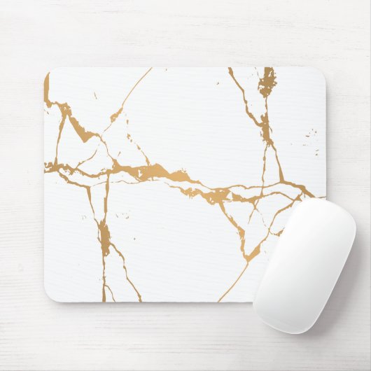 Minimalistisch wit en gouden marmer muismat (Met muis)