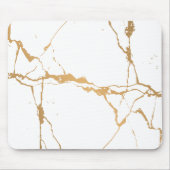 Minimalistisch wit en gouden marmer muismat (Voorkant)