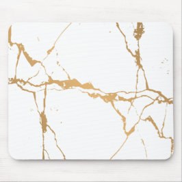 Minimalistisch wit en gouden marmer muismat