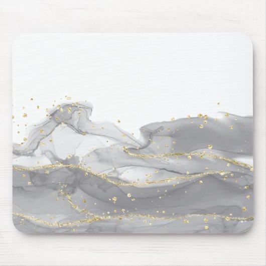 Minimalistisch wit en gouden marmer muismat (Voorkant)