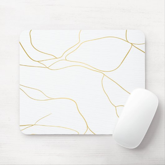 Minimalistisch wit en gouden marmer muismat (Met muis)