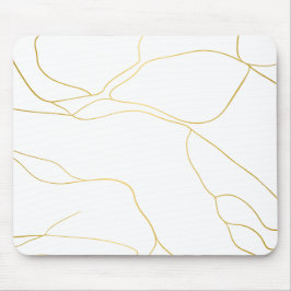 Minimalistisch wit en gouden marmer muismat