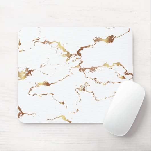Minimalistisch wit en gouden marmer muismat (Met muis)