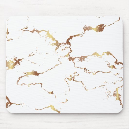 Minimalistisch wit en gouden marmer muismat (Voorkant)