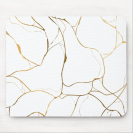 Minimalistisch wit en gouden marmer muismat