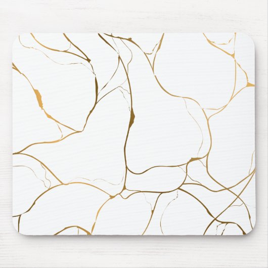 Minimalistisch wit en gouden marmer muismat (Voorkant)
