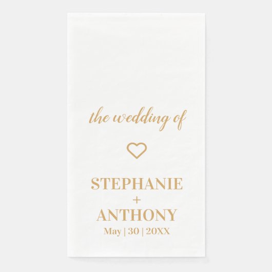 Minimalistisch Wit- en Goudhuwelijk Servet (Voorkant)