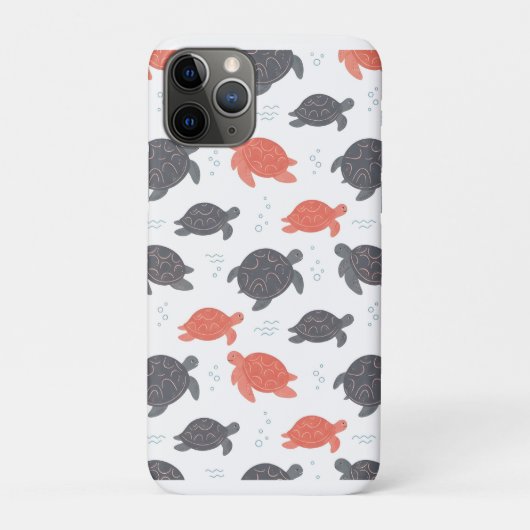 Minimalistisch wit en grijs zeeschildpadpatroon Case-Mate iPhone case (Achterkant)