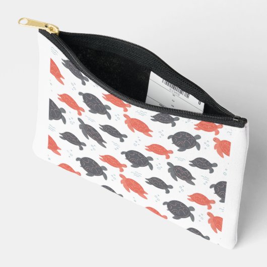 Minimalistisch wit en grijs zeeschildpadpatroon etui (Open)