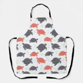 Minimalistisch wit en grijs zeeschildpadpatroon schort (Voorkant)