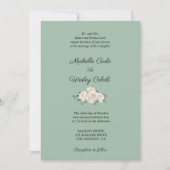 Minimalistisch Wit en Groen Formeel Roos Bruiloft Kaart (Voorkant)