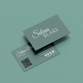 Minimalistisch wit en groen | Moderne QR-code Visitekaartje