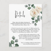 Minimalistisch wit en groen Roos bruiloft details Informatiekaartje (Voorkant)