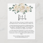 Minimalistisch wit en groen Roos bruiloft details Informatiekaartje (Voorkant)