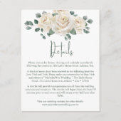 Minimalistisch wit en groen Roos bruiloft details Informatiekaartje (Voorkant)