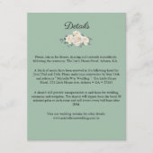 Minimalistisch wit en groen Roos bruiloft details Informatiekaartje (Voorkant)