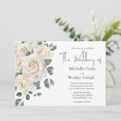Minimalistisch wit en groen Roos Landscape Bruilof Kaart (Staand voorkant)