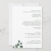 Minimalistisch wit en groen Roos terug bruiloft Kaart (Achterkant)