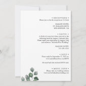 Minimalistisch wit en groen Roos terug bruiloft Kaart (Achterkant)