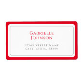 Minimalistisch wit en kersenrood retouradres etiket (Voorkant)