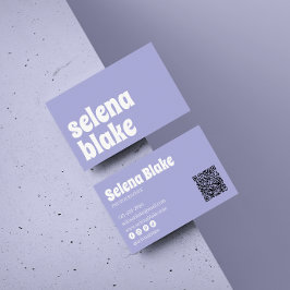 Minimalistisch wit en paarse | Moderne QR-code Visitekaartje