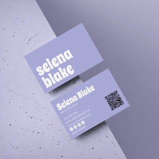 Minimalistisch wit en paarse | Moderne QR-code Visitekaartje