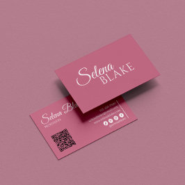 Minimalistisch wit en roze | Moderne QR-code Visitekaartje