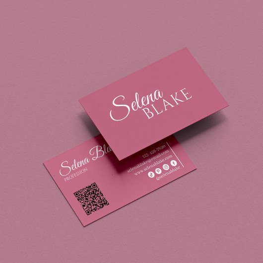 Minimalistisch wit en roze | Moderne QR-code Visitekaartje