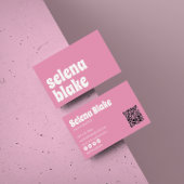 Minimalistisch wit en roze | Moderne QR-code Visitekaartje